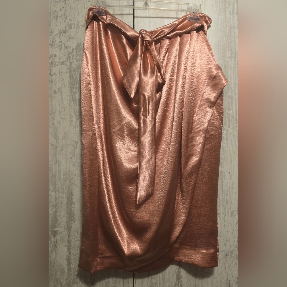 Satin Faux Wrap Tulip Skirt with Detachable Belt sz 14